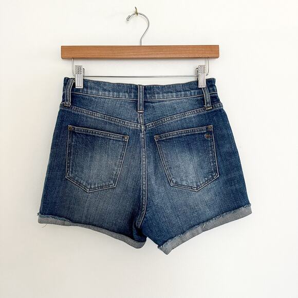 Madewell High Rise Denim Cuffed Stretch Jean Shorts in Blue 25 - Picture 2 of 8